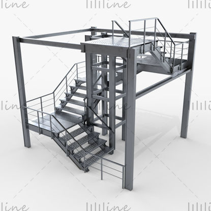 Modular Industrial Staircase 3d model