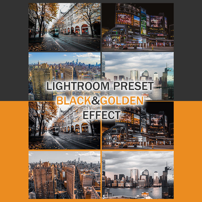 Lightroom preset black gold effect photo retouch