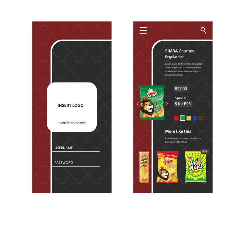 5 Screens Chips snack app Iphone 12 UI