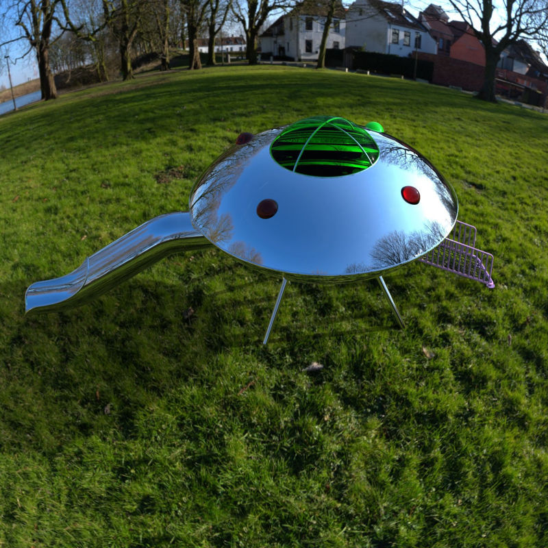 Stainless steel flying saucer amusement equipment 3D industrial model