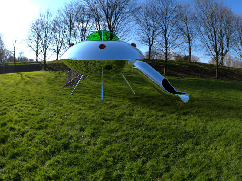 Stainless steel flying saucer amusement equipment 3D industrial model