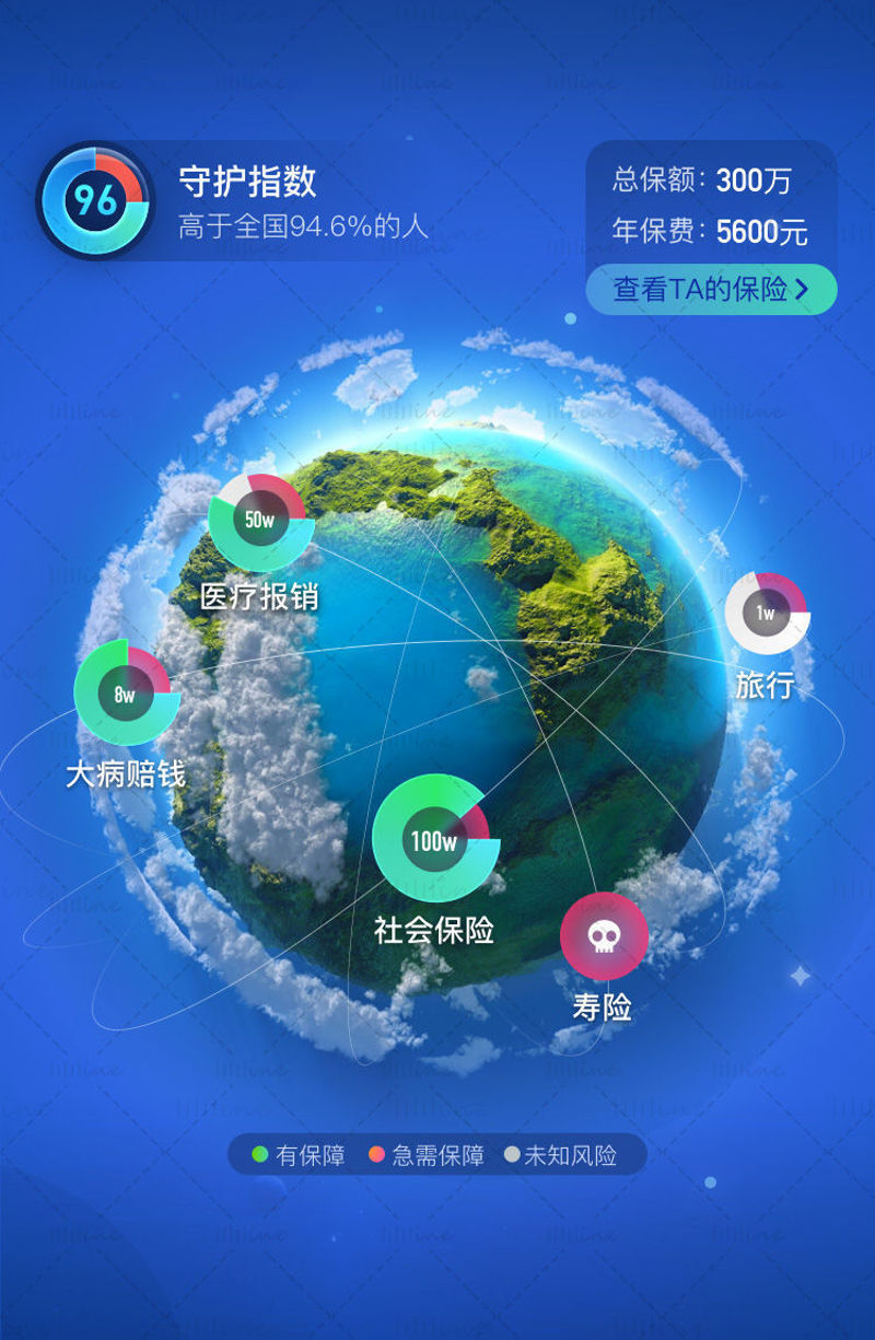 Earth planet protection guardian shield protection index mobile UI APP