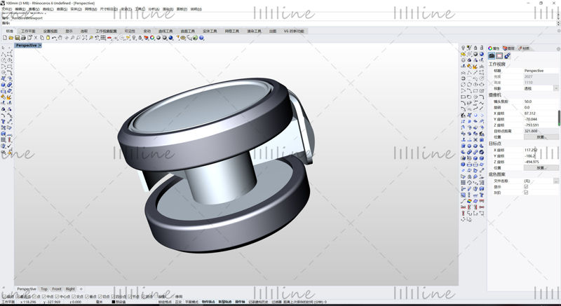 Caster průmyslový design 3D model (průměr 100 mm)