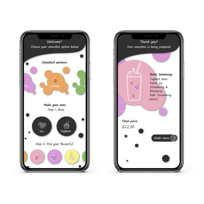 4 screens UI Smoothie entrepreneur app