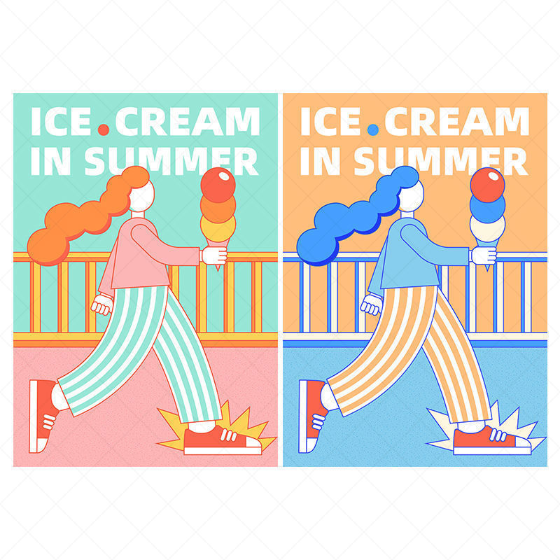 Ice cream girl vector poster