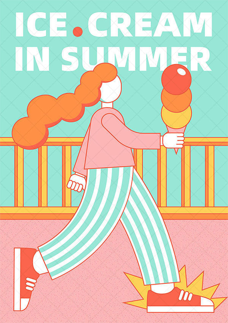 Ice cream girl vector poster