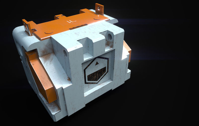 Sci-fi heavy metallic container game ready asset Low-poly 3D model