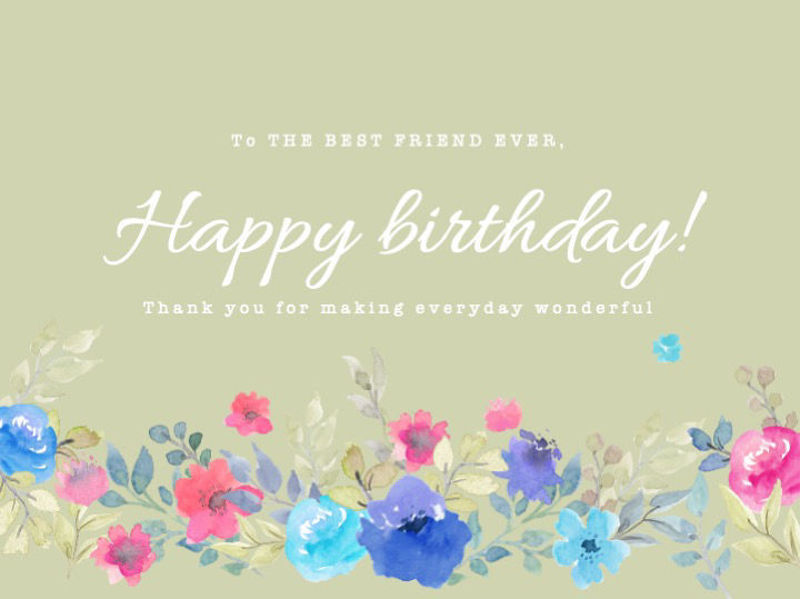 Birthday card with floral ornaments ppt template