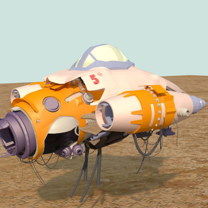 Waste spaceship airship 3d model	