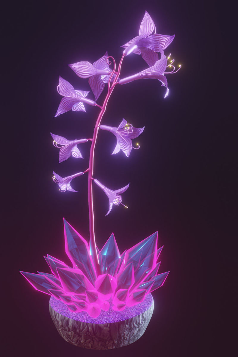 Magical flower 3d model and animation