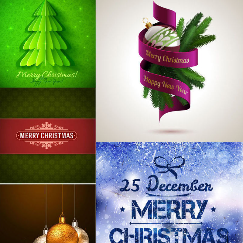 5 Christmas Decorative Graphic Elements AI Vector