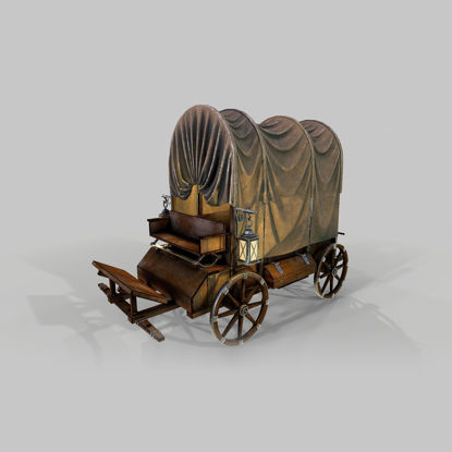 Wooden covered cart 3d model
