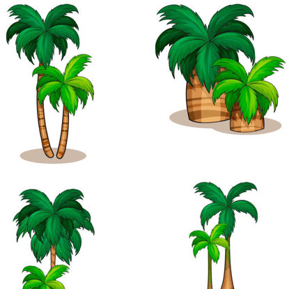 Cartoon Trees Coconut Palm Graphic AI Vector