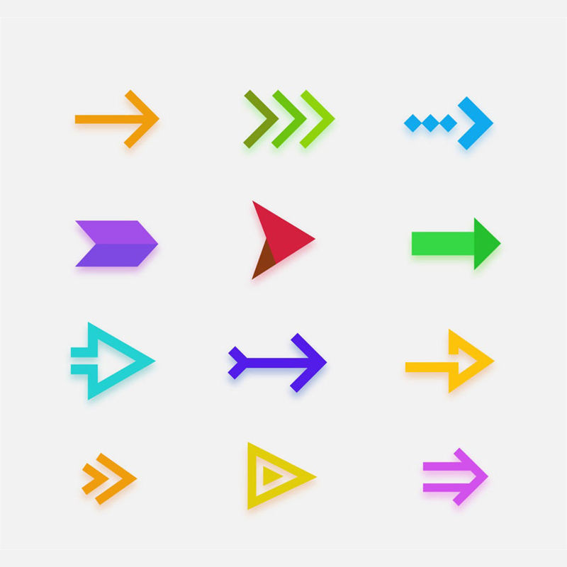 12 Coloured Arrows AI vector