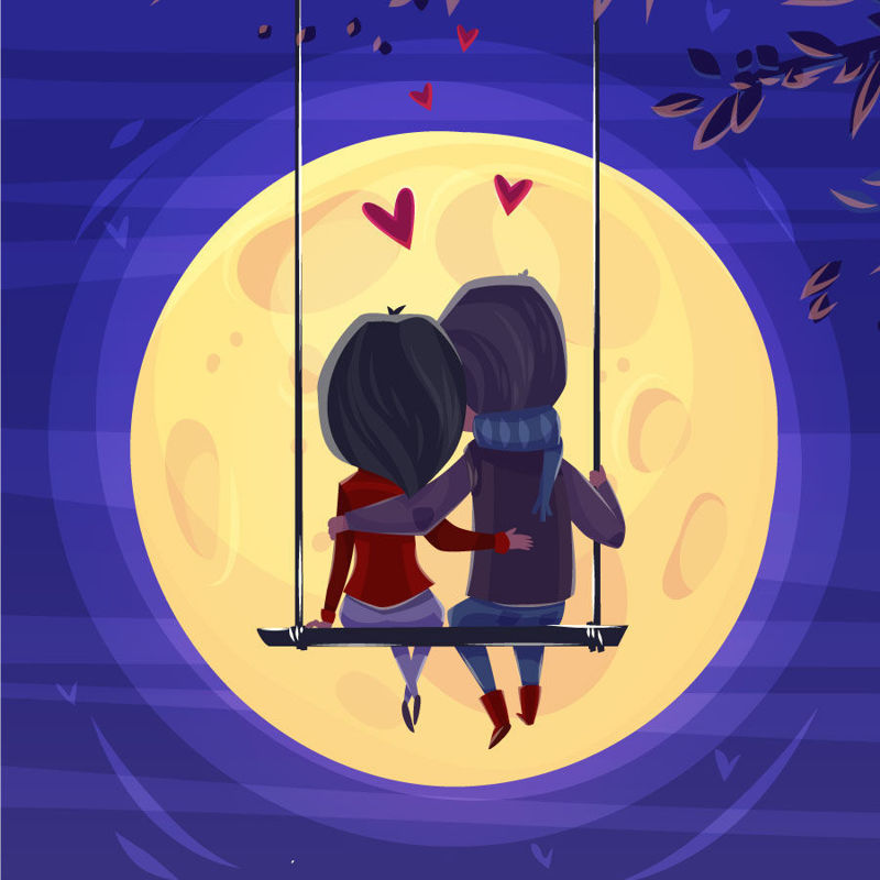 Lover On The Swing Cartoon Graphic AI Vector
