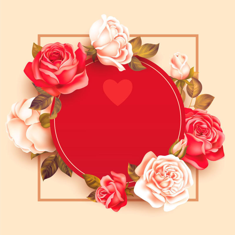 Valentine Day Elements Rose Wreath AI Vector