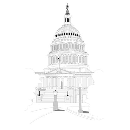 White House Linear Graphic AI Vector
