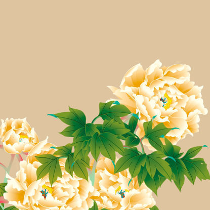 Chinese Style Yellow Blooming Peony Graphic AI Vector