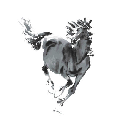 Chinese Ink Painting Horse Graphic AI Vector