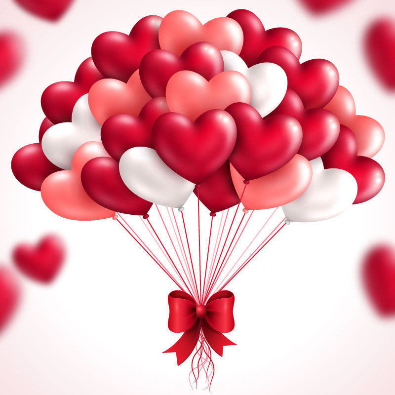 Valentine Day Heart Pattern Balloon Graphic AI Vector