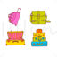 Colourful Hand Drawn Traveling Suitcase AI Vector