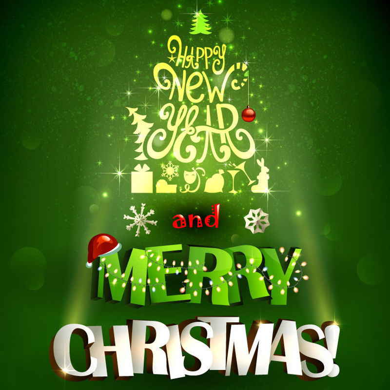 Christmas New Year Elaborate Green Graphic Design AI Vector