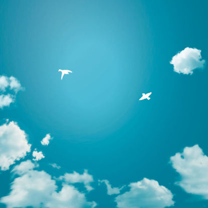 Birds Cloud In The Blue Sky Background AI Vector