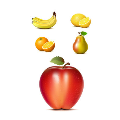 Fruit Pear Banana Orange Apple Lemon Graphic Design AI Vector