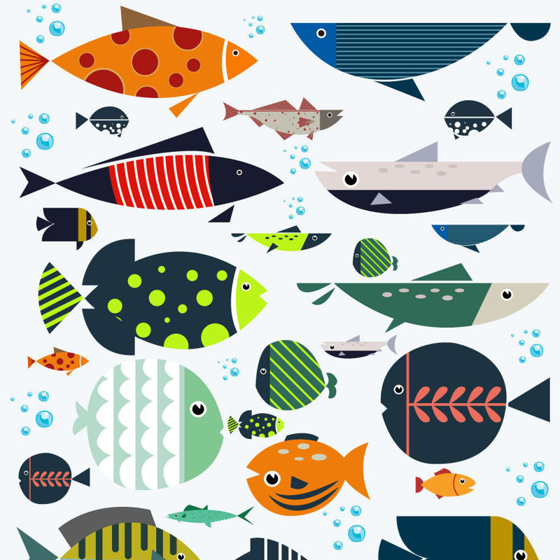 Colorful Fishes AI vector