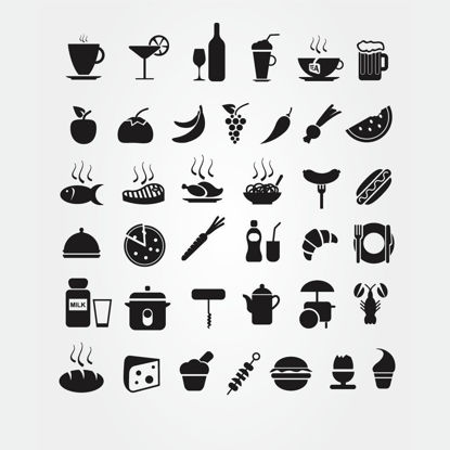 Drink Food Icons Design Elements AI Vector