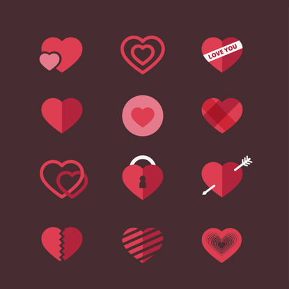 Red Heart Icons AI vector