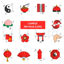 Chinese Style Spring Festival Decorations Icons AI Vector
