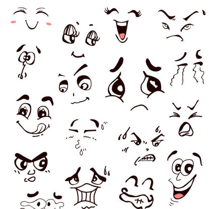 Eyes Eyebrows Mouth Emoji Icons AI Vector