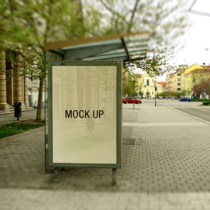 photorealistic poster mock up bus stop station