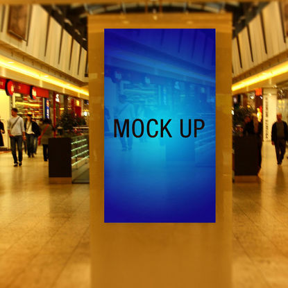 photorealistic poster mock up shopping mall video display