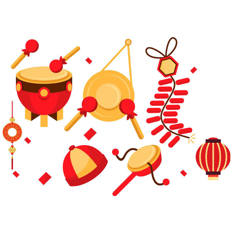 Chinese Style Celebration Activities Icons AI Vector