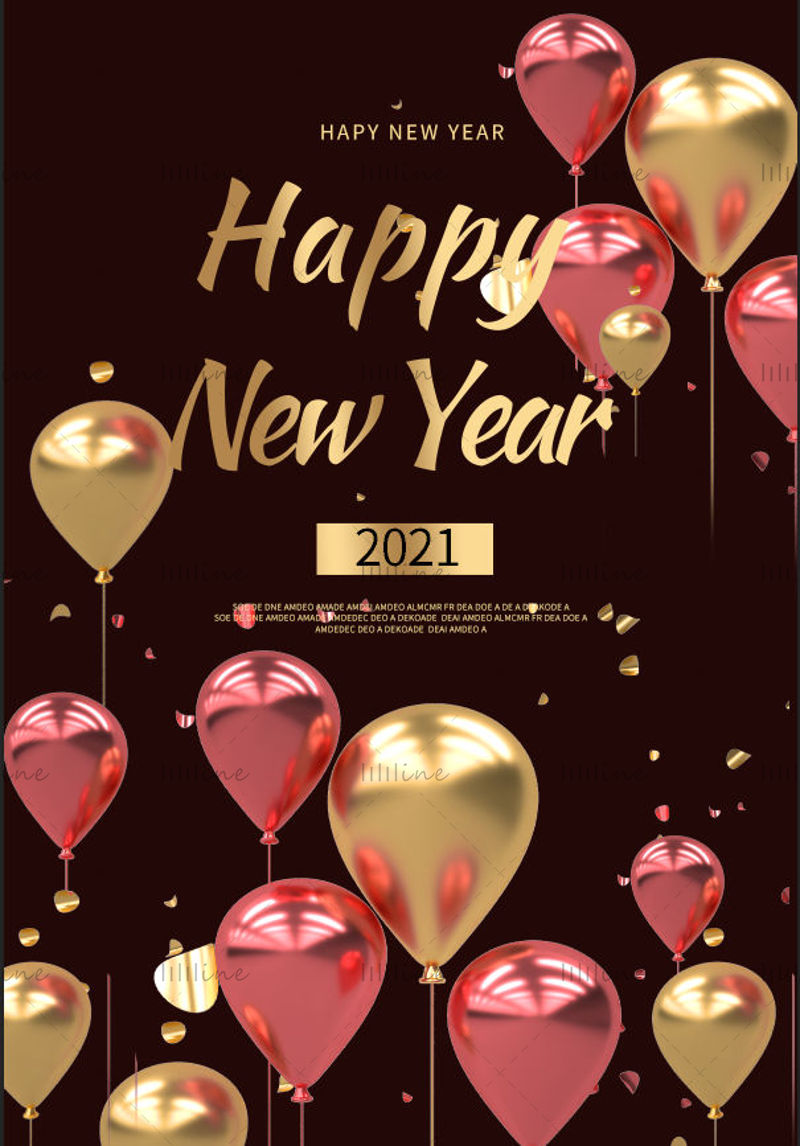 Happy New Year Balloon Poster Template Background