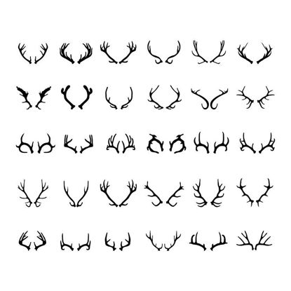 Hand Drawing Various Deer Horn Icons AI Vector