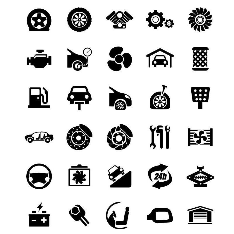 Vehicle Maintenance And Repair Icons AI