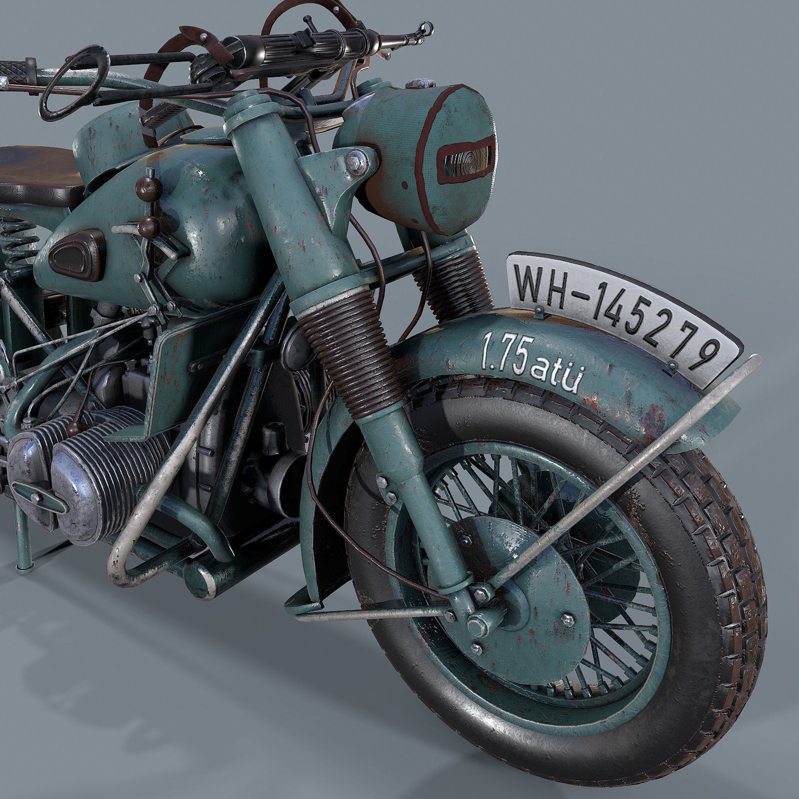 German motorcycle BMW R 75 Blaugrau WW2 3d model