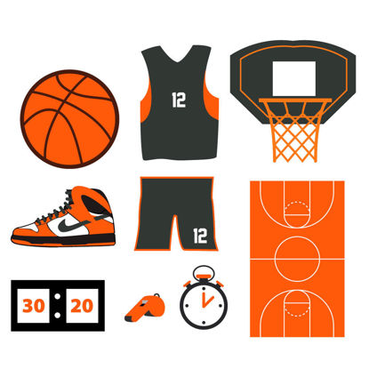 Cartoon Basketball Graphic Elements AI Vector