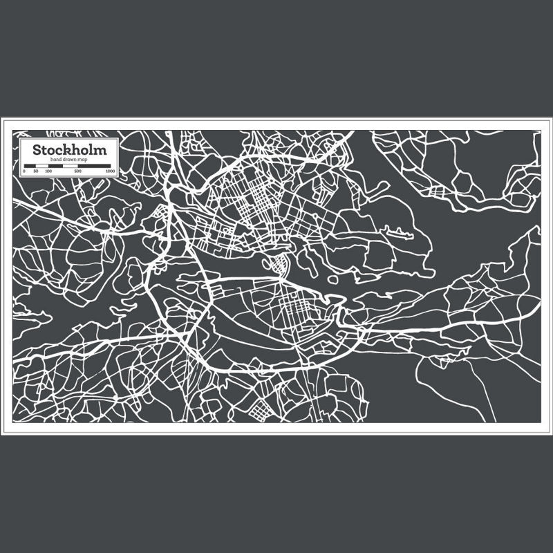 Hand Drawn Stockholm Map AI Vector