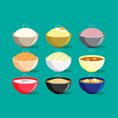 Steamed Rice Icons AI Vector