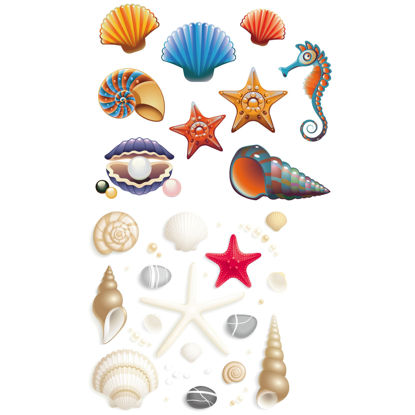 Cartoon Shells Seahorse Pearl AI Vector