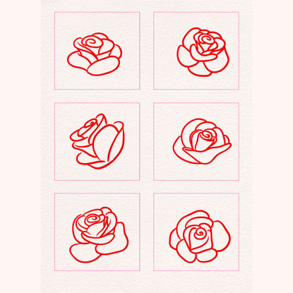 Rose Line Icons AI Vector