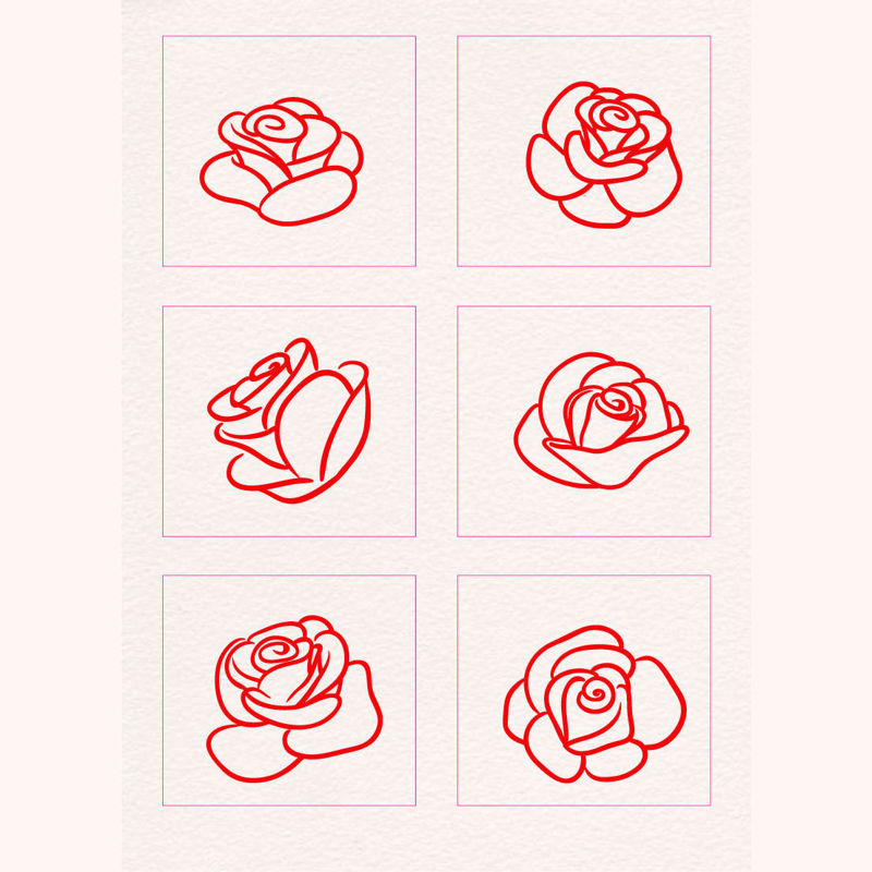 Rose Line Icons AI Vector