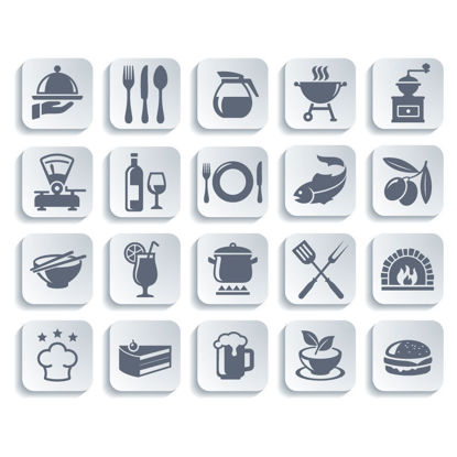 20 Food Drink Icons AI Vector