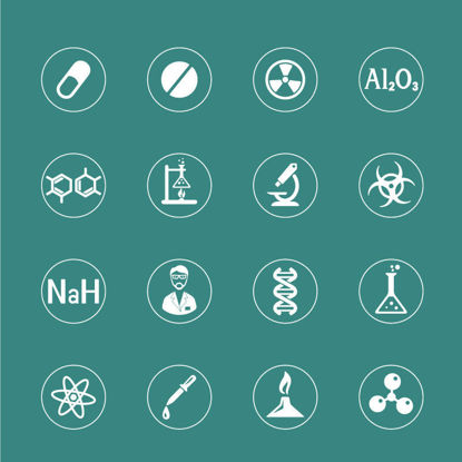 16 Chemistry Icons AI Vector