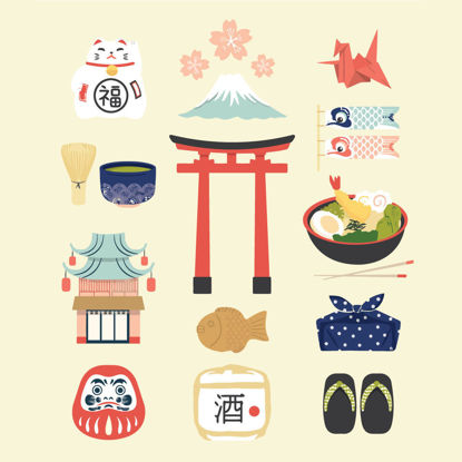 Japanese Culture Graphic Elements AI Vector