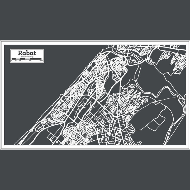 Rabat Hand Drawing Map AI Vector